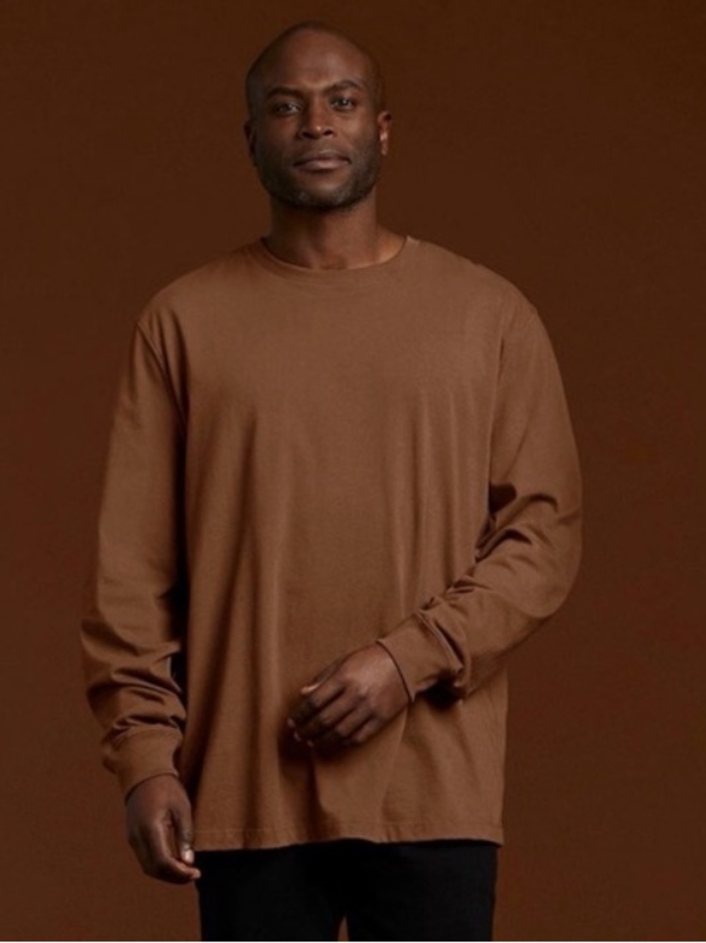 Nuuds Men's Long-Sleeve Crewneck Shirt - Brown L